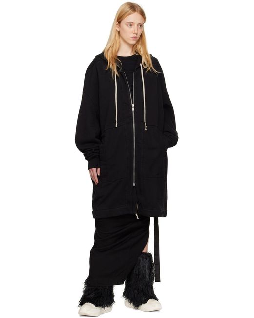 Rick Owens Black Two-Pocket Organic-Cotton Hoodie for men