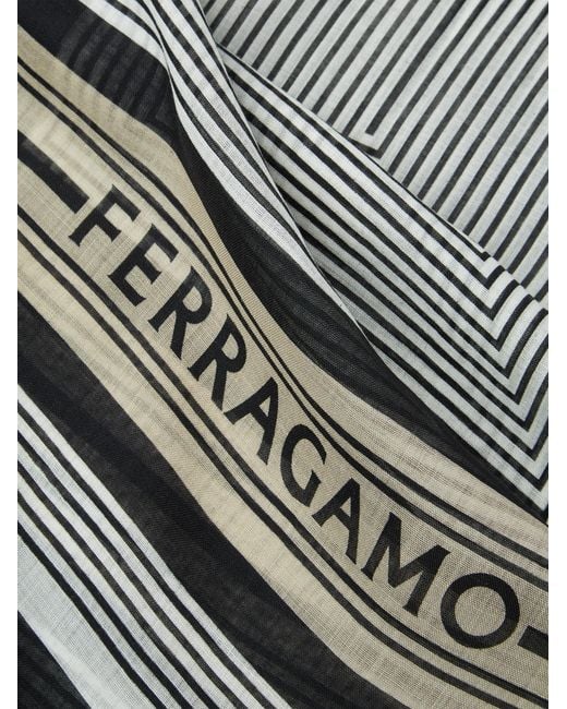 Ferragamo Gray Ferragamo Bandeau Twilly Striped Scarf