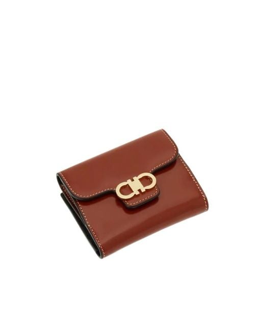 Ferragamo Brown Gancini Compact Wallet