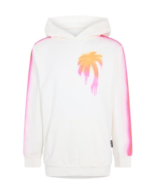 Palm Angels White Pull Over Hoodie for men