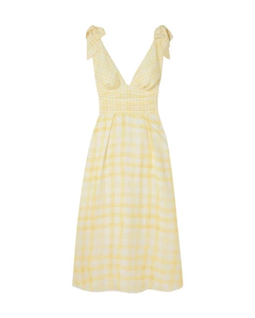 Rosie Assoulin Yellow Linen-Blend Midi Dress