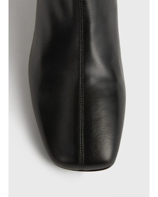 Totême  Black Rear-Zip Square-Toe Boots