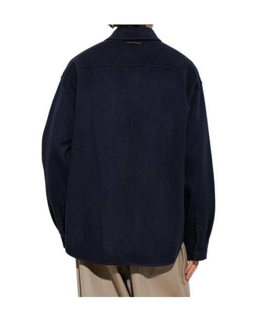 Marni Blue Long-Sleeve Wool Coat for men