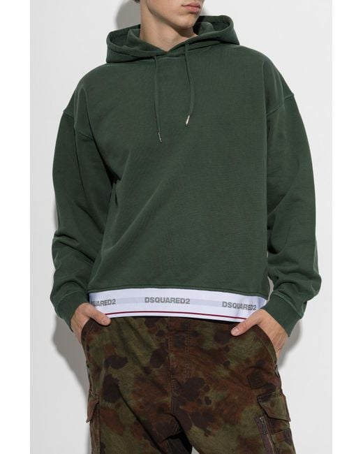 DSquared² Green Long-Sleeved Hooded Sweatshirt for men