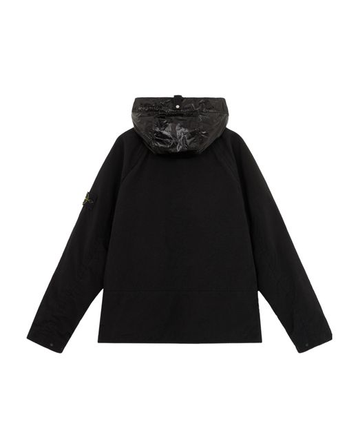 Stone Island Black Anti-Drop Hooded Panama Jacket for men