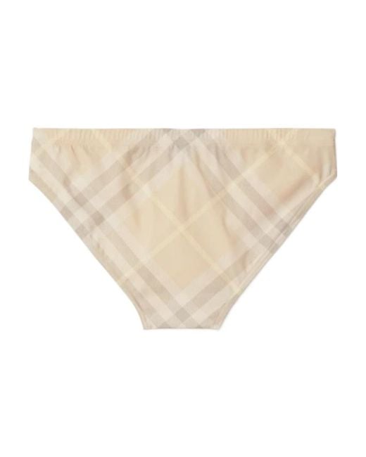 Burberry Natural Vintage Checkered Elasticated Waist Swim Trunks for men