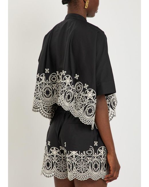 LaDoubleJ Black Crew Neck Embroidered Top