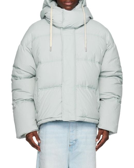 AMI Blue Logo-Patch Padded Jacket for men