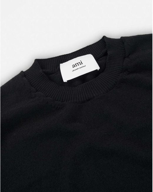 AMI Blue Logo Embroidered Crewneck Jumper for men