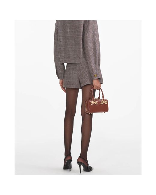 Self-Portrait Gray Check Mini Skirt