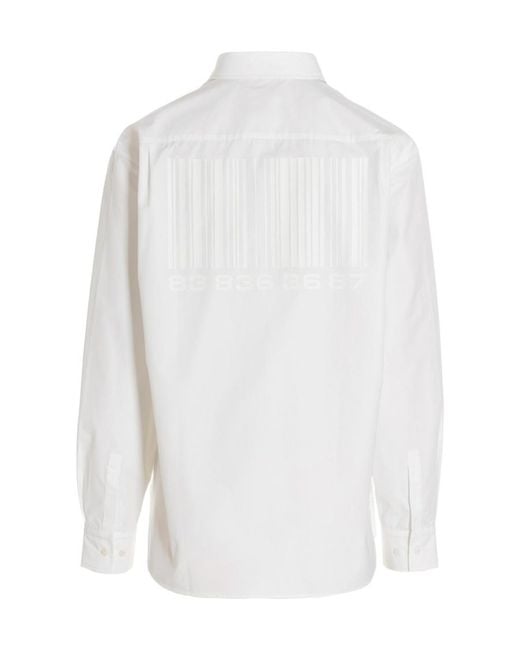 VTMNTS White Barcode Printed Buttoned Shirt for men