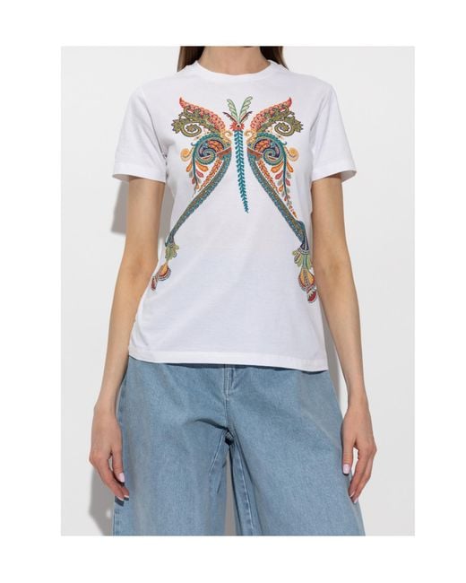Etro White Pattern-Printed Crewneck T-Shirt