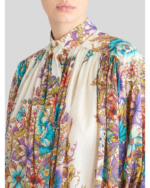 Etro White Floral Printed Long-Sleeved Blouse