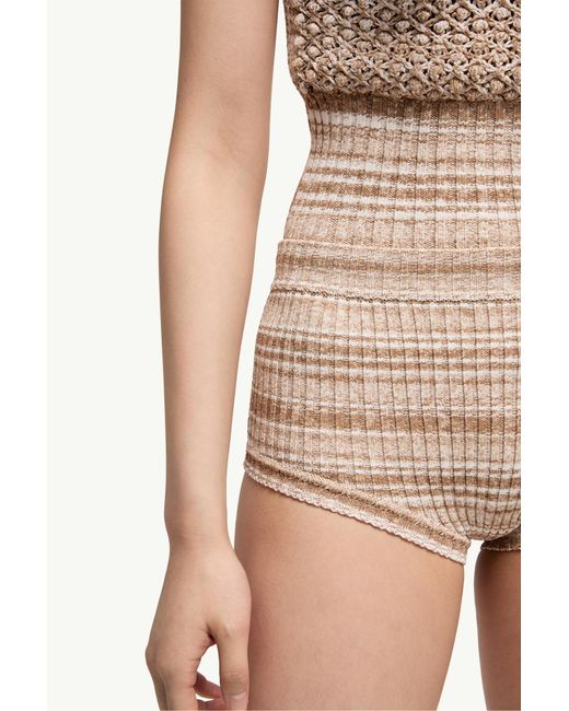 Moncler Natural Striped Mini Shorts