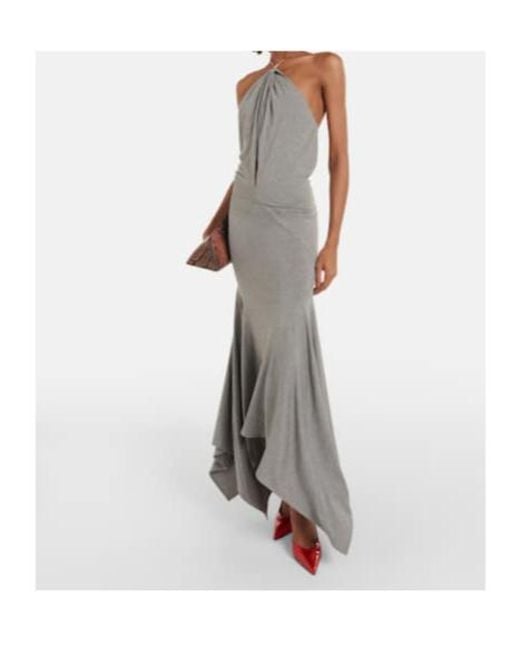The Attico Gray Halterneck Maxi Dress