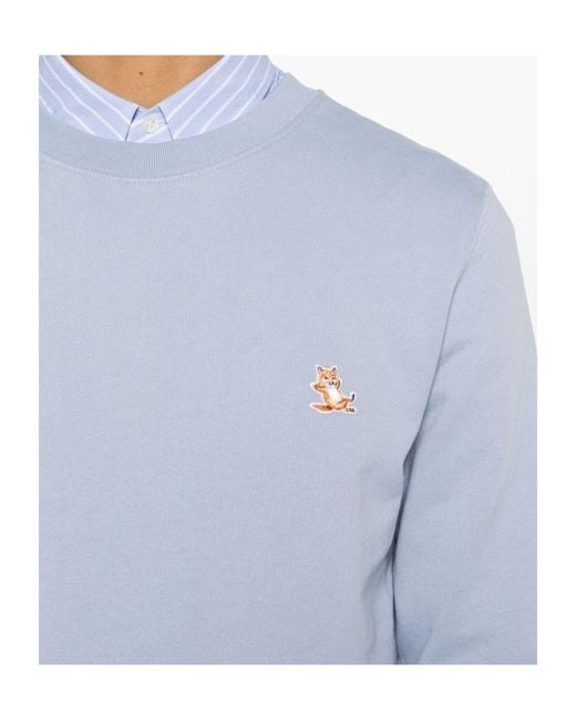 Maison Kitsuné Blue Maison Kitsuné Chillax Fox Patch Crewneck Sweatshirt for men