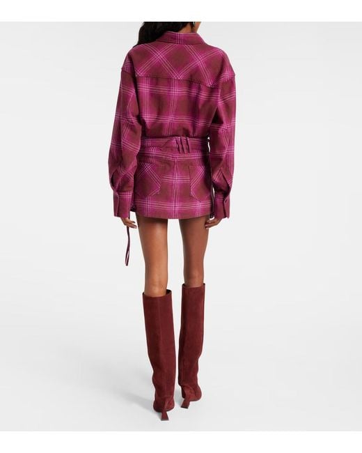 The Attico Red Fay Cotton And Wool-Blend Miniskirt