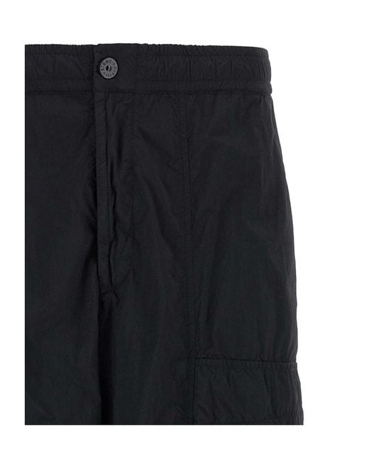 Stone Island Black Straight Leg Cargo Pants for men