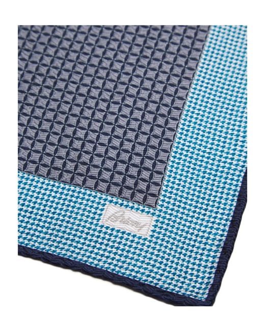 Brioni Blue Sky And Midnight Micro Motif Silk Pocket Square for men