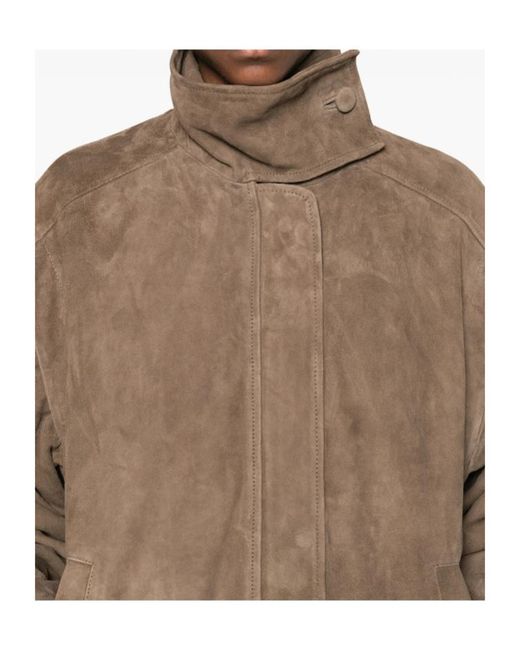 ROTATE BIRGER CHRISTENSEN Brown Long-Sleeved Leather Jacket