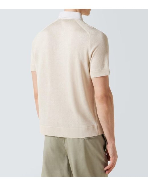 Dunhill White Linen And Silk Polo Shirt for men