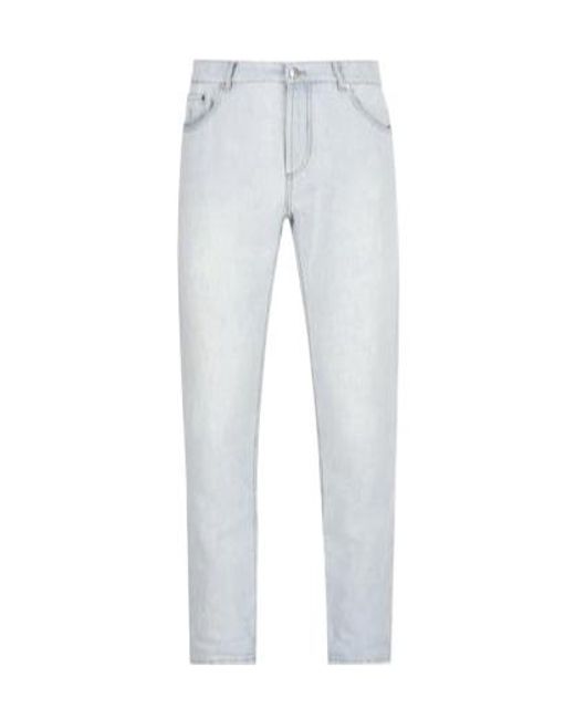 Brunello Cucinelli Gray Logo Patch Straight Leg Jeans for men
