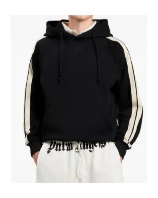 Palm Angels Black Back Curved Logo Track Hoodie for men