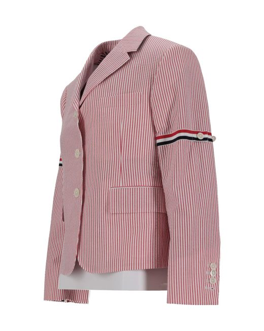 Thom Browne Pink Striped-Pattern Blazer