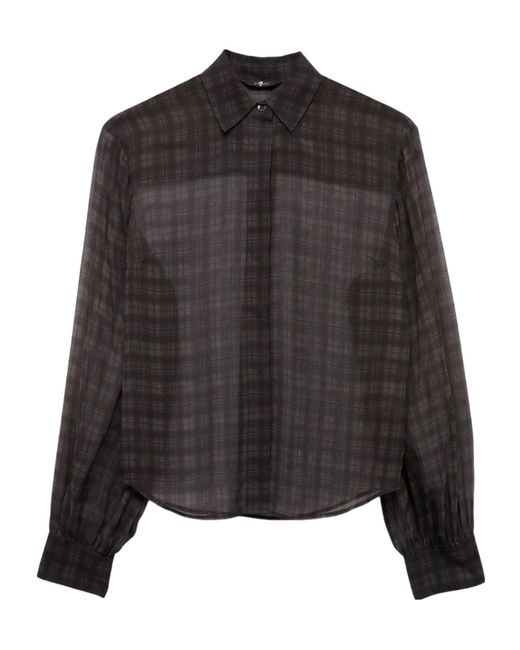 7 For All Mankind Black Lantern-Sleeve Shirt