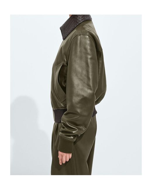 Bottega Veneta Green Shiny Leather Blouson