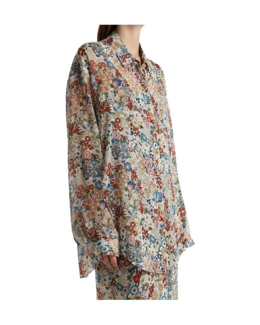 Khaite Gray Goya Floral Printed Buttoned Shirt