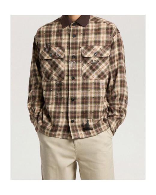 Palm Angels Brown Checked Shirt for men