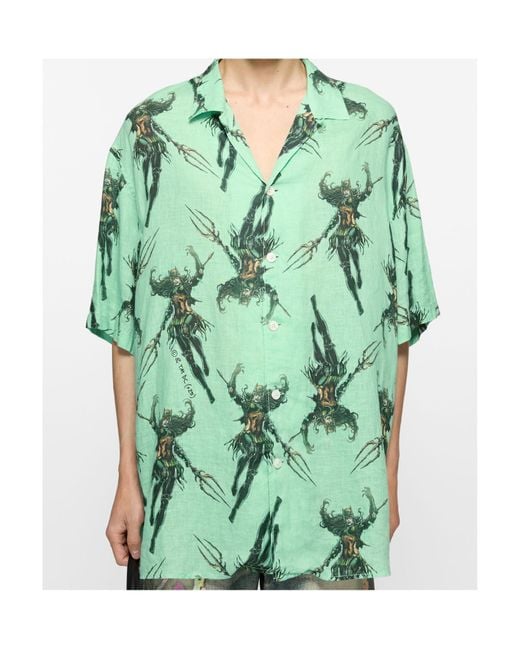Acne Green Cartoon-Print Shirt for men