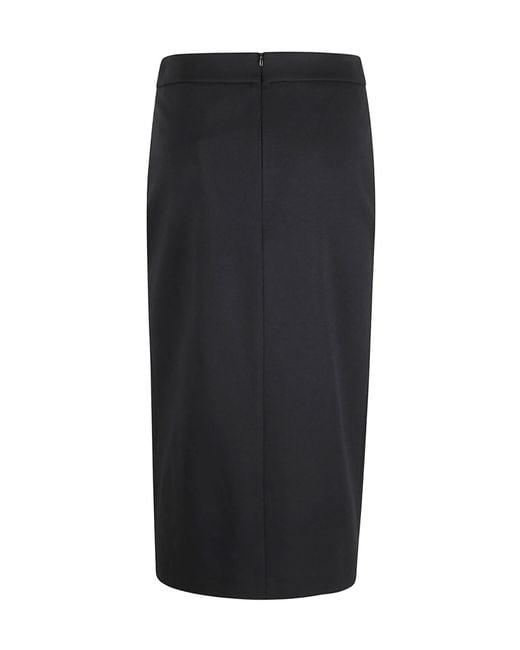 True Royal Black Slit Midi Skirt