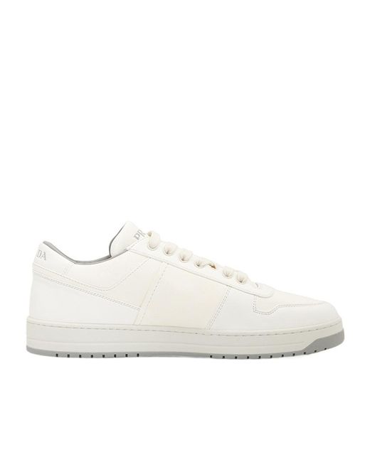 Prada White Lace-Up Low-Top Sneakers for men