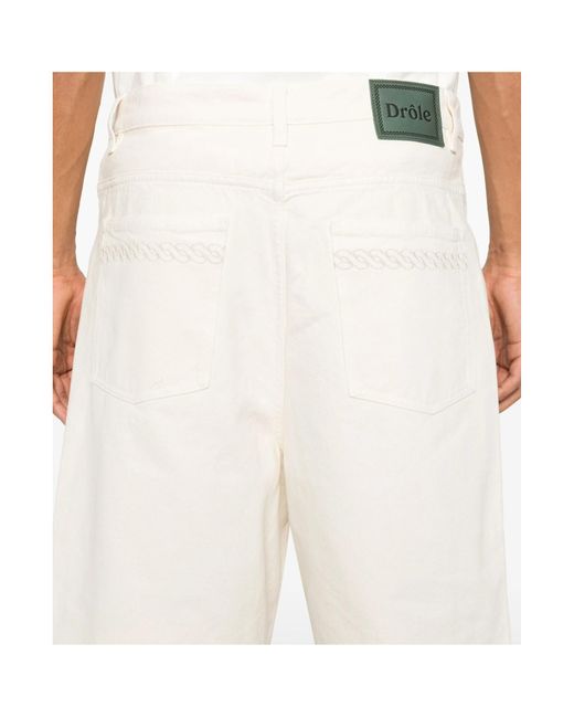 Drole de Monsieur White Baggy Shorts for men