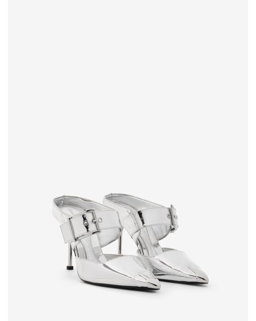Alexander McQueen White Pointed Toe Slip-On Pumps