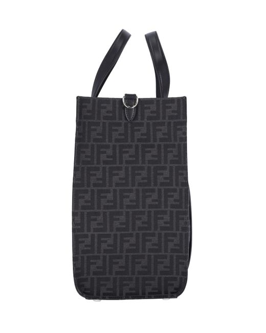 Fendi Black Ff Jacquard Open Top Tote Bag for men