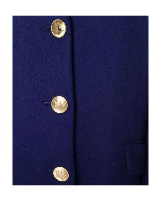 Moschino Blue Single-Breasted Coat