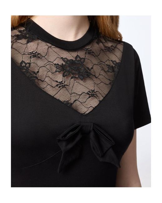 Nina Ricci Black Lace Panel Bow Top