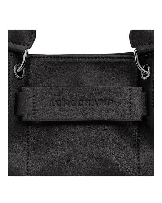 Longchamp Black Xs 3D Leather Tote Bag