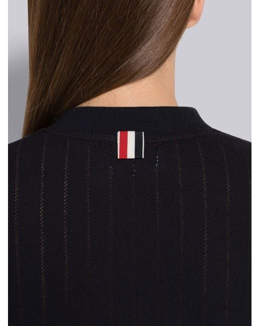 Thom Browne Blue Pointelle Knit Short-Sleeve Cardigan