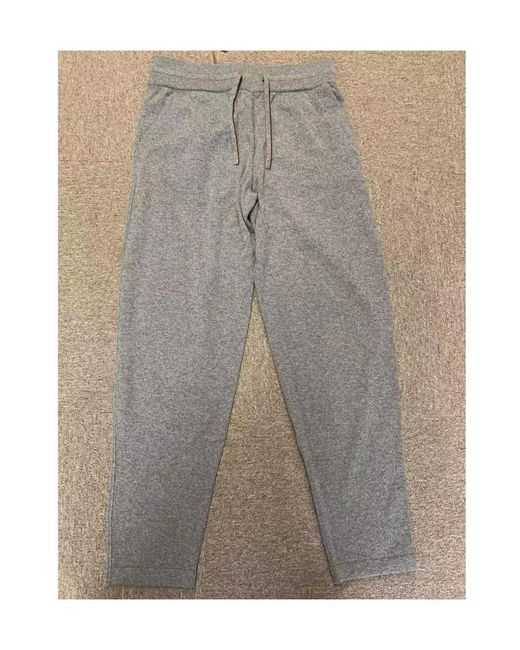 Loro Piana Gray Drawstring Knitted Pants for men