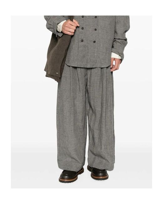 Ziggy Chen Gray Check-Pattern Trousers for men