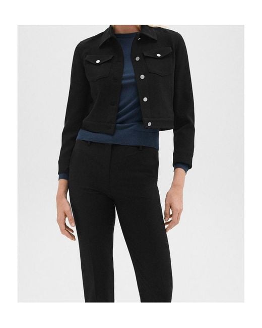 Theory Black Shrunken Button-Up Trucker Jacket