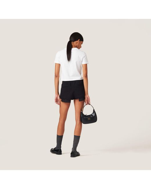 Miu Miu White Embroidered Cotton T-Shirt