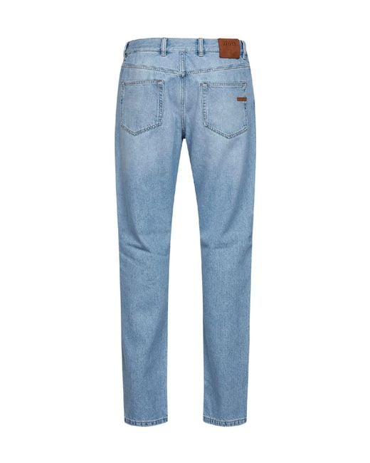 Zegna Blue Slim-Fit Vintage-Wash Jeans for men