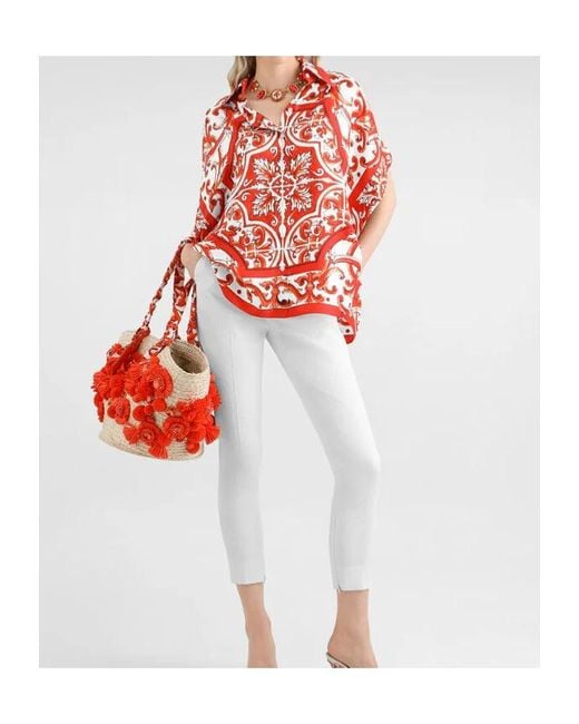 Dolce & Gabbana Red Majolica-Printed Shirt
