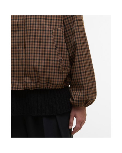 Barbour Brown Gingham Hooded Cropped Jacket