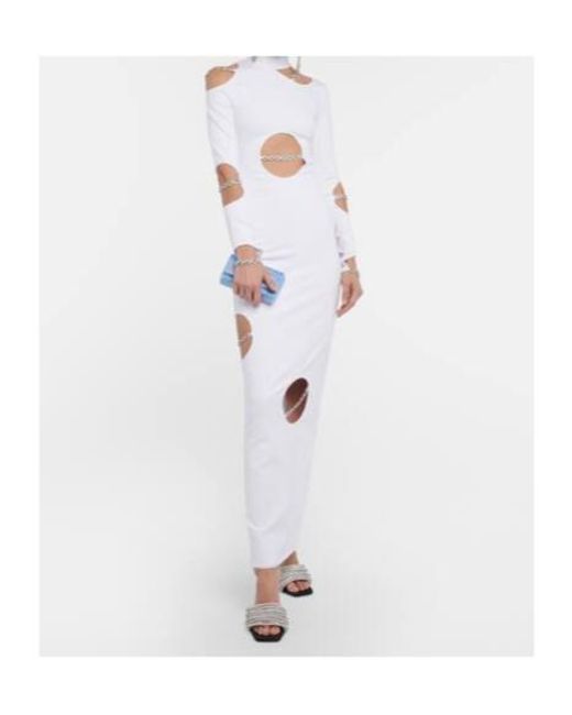 Christopher Kane White Embellished Cutout Maxi Dress